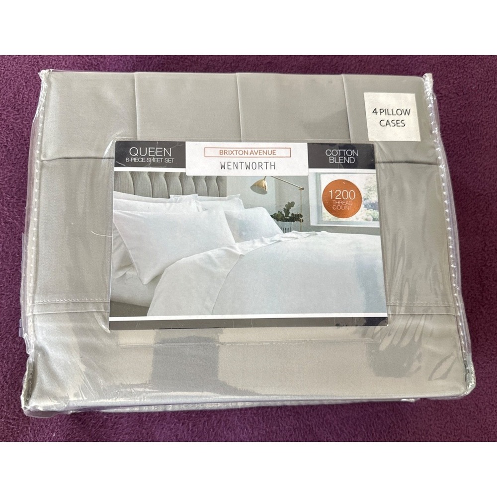 Brixton Avenue  Wentworth 6 Piece Queen Sized Sheet Set Gray‎ 1200 Thread Count